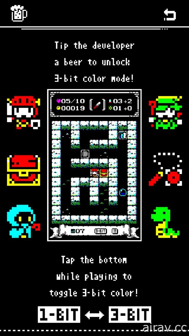 【試玩】手機冒險遊戲《1-Bit 尋寶探險》介紹 在黑白迷宮中風騷走位