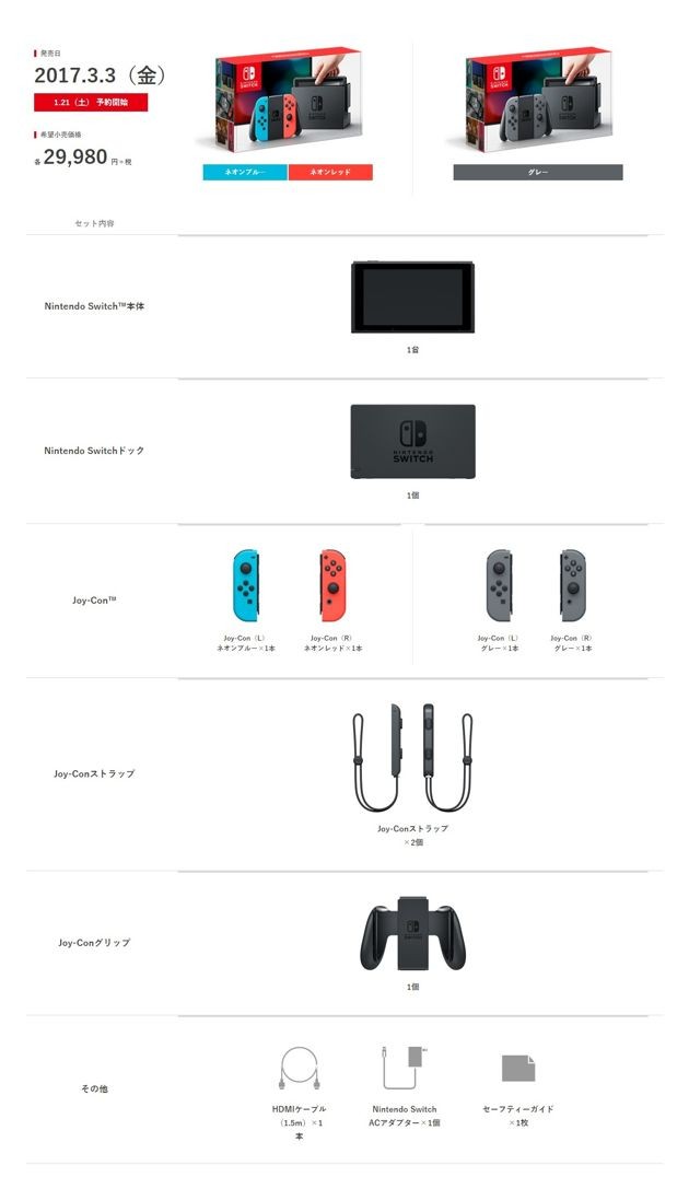 Nintendo Switch 公開主機詳細規格及發售組合等相關資訊