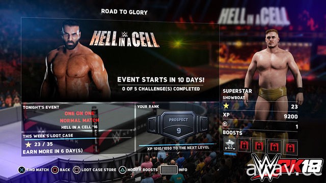 《WWE 2K18》释出 MyPLAYER 和“迈向荣耀”全新要素细节