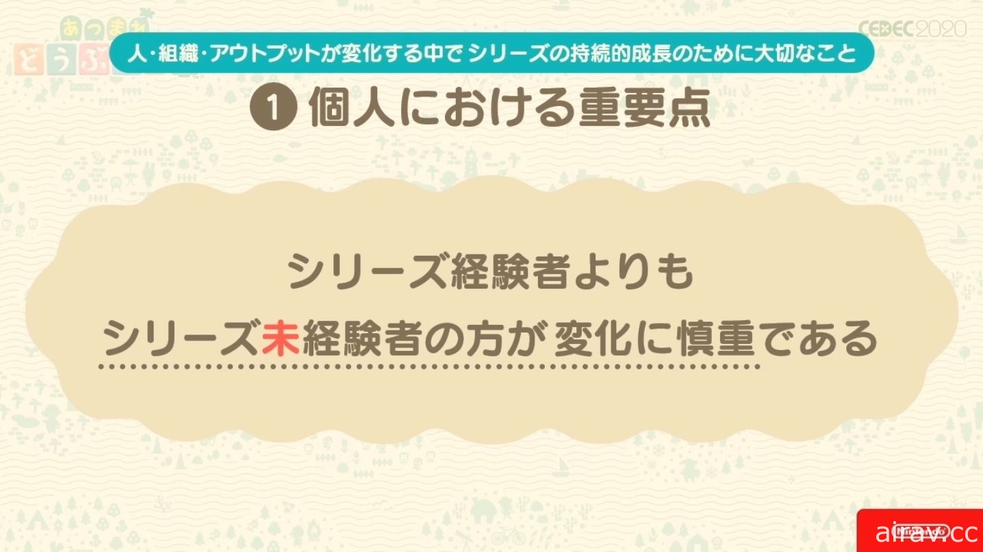 【CEDEC 20】《集合啦！動物森友會》兼顧傳統與革新 以系列作方針為主題的講座報導