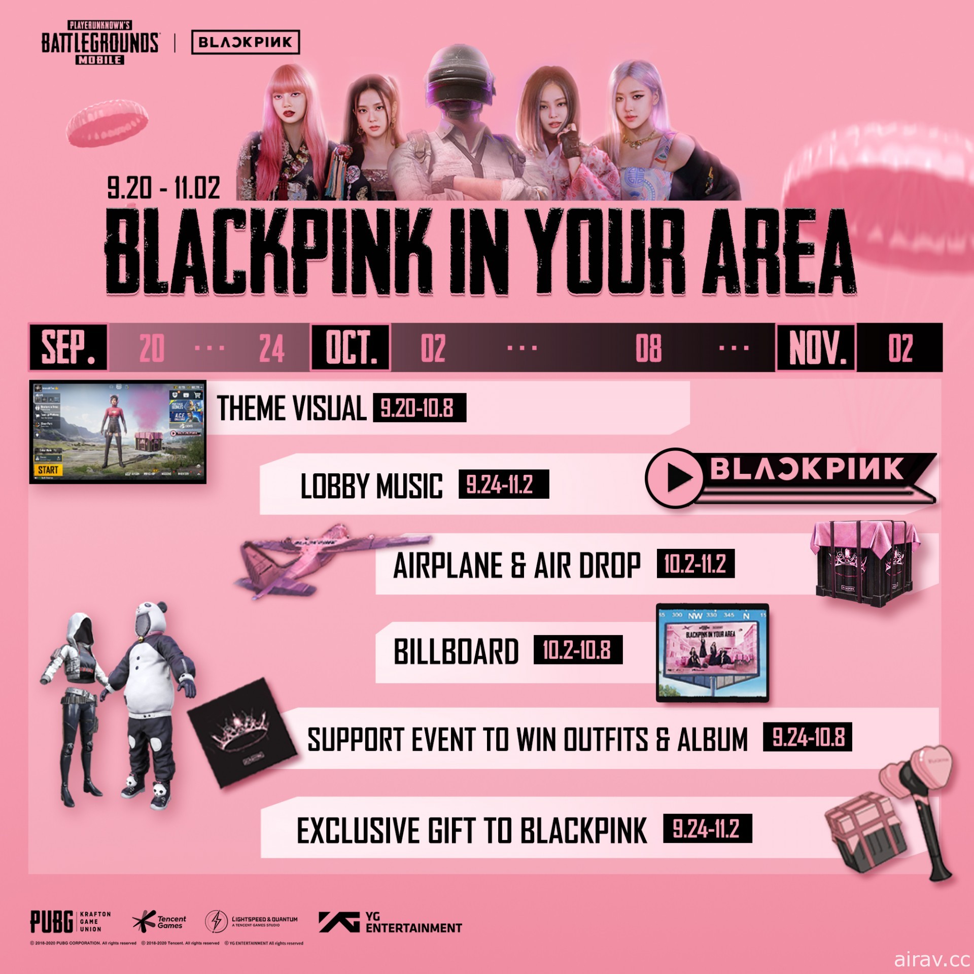 《PUBG MOBILE：絕地求生 M》與 BLACKPINK 宣布展開合作 推出主題虛擬道具