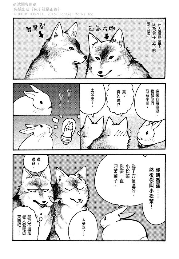 狼认兔子当老大？！翻转食物链的爆笑漫画《兔子就是正义》中文版在台上市