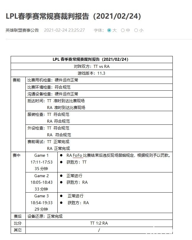 《英雄聯盟》LPL RA 戰隊選手 FoFo 比賽結束後抽電子煙遭罰款