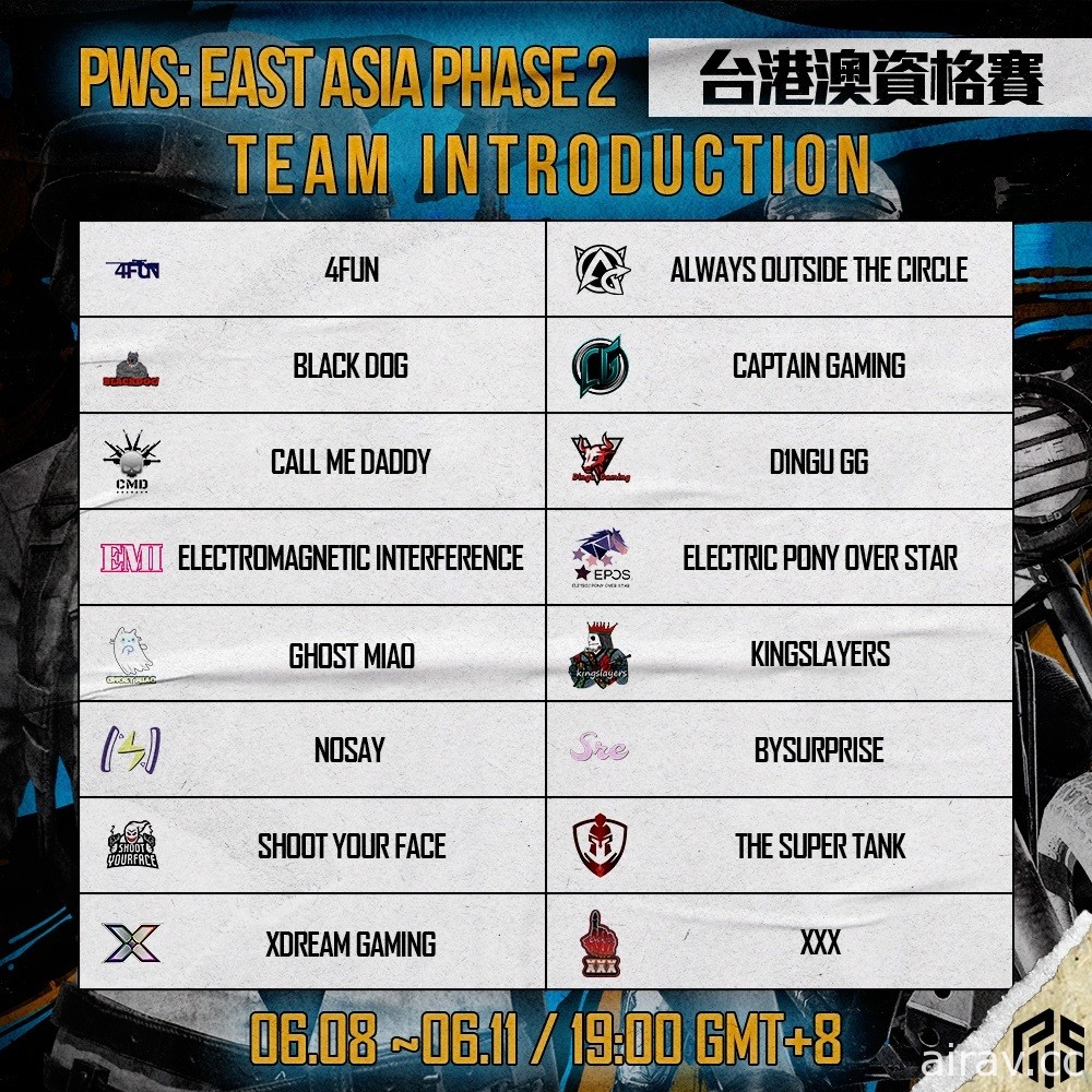 《绝地求生》PWS Phase 2 台港澳资格赛今日开打