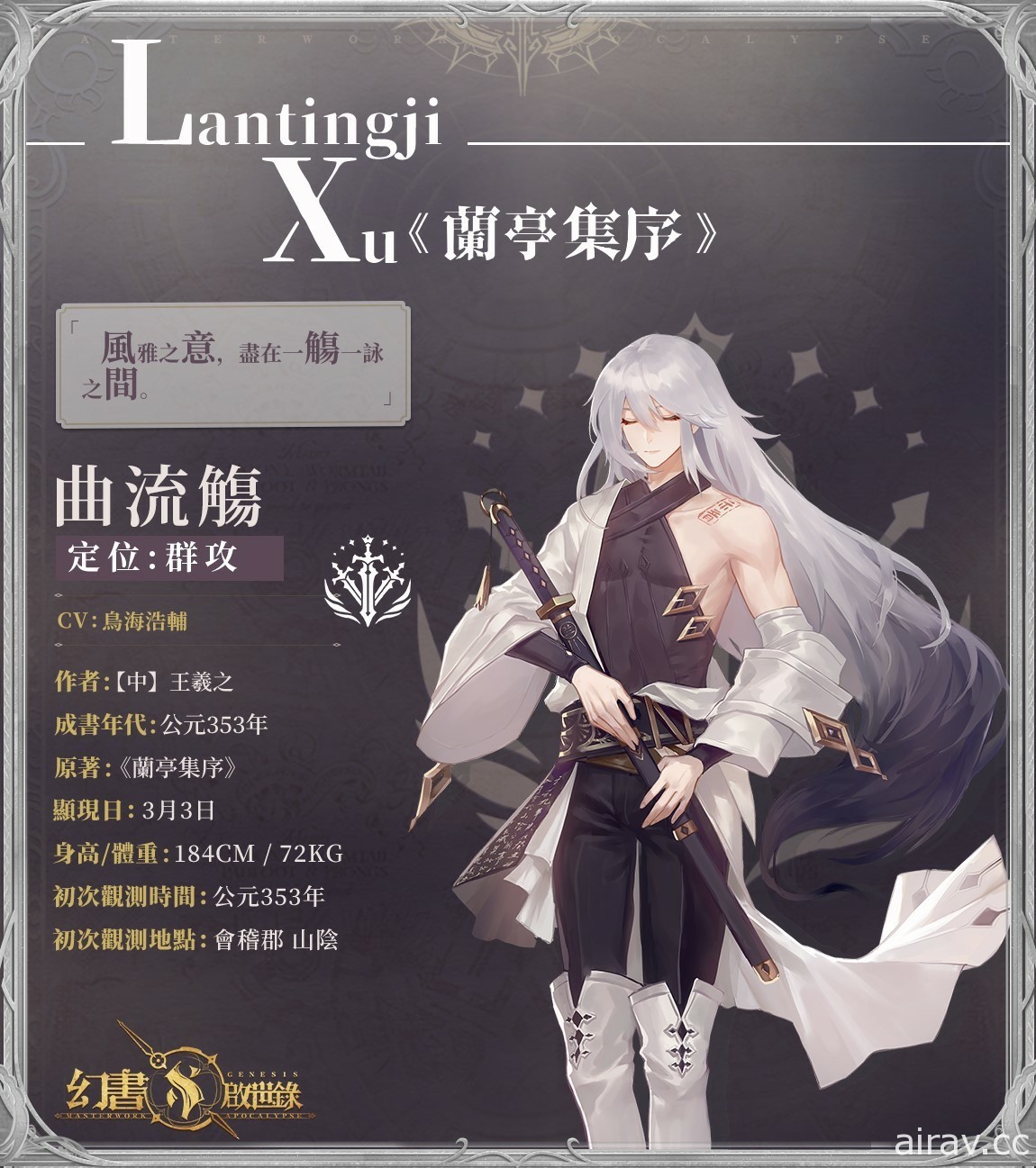 書籍擬人遊戲《幻書啟世錄》開放事前登錄活動 釋出法蘭克斯坦、蘭亭集序等介紹