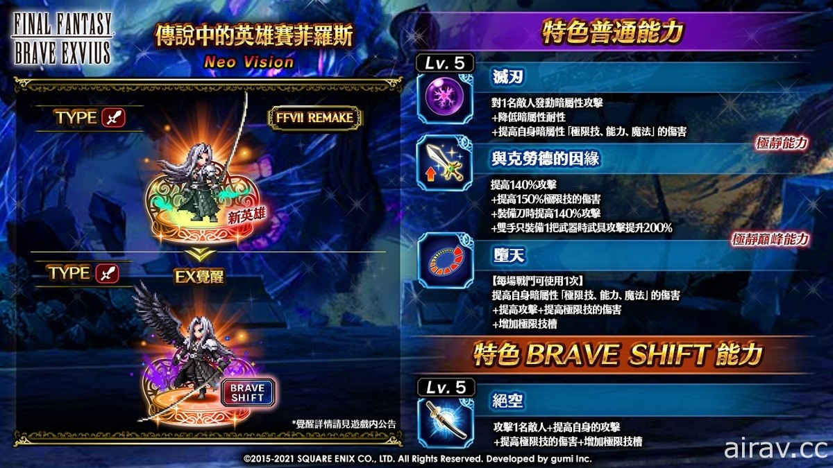 《FFBE》國際版 x《FFVII REMAKE》聯合活動開跑 傳說中的英雄賽菲羅斯登場