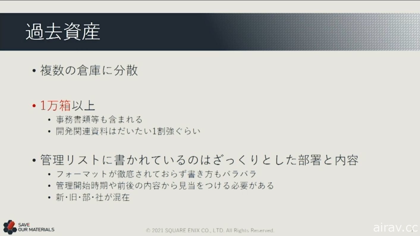 【CEDEC 21】上萬紙箱的資料該如何處理？ SQUARE ENIX 講座分享舊資產打撈經驗