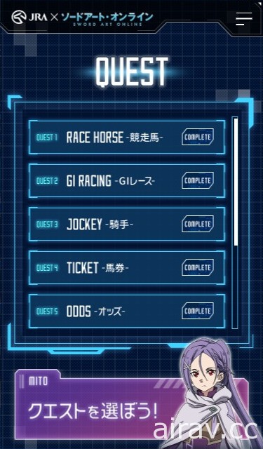 日本中央競馬會與《刀劍神域》聯手推出虛擬賽馬場 邀請人氣 Vtuber 直播活動內容