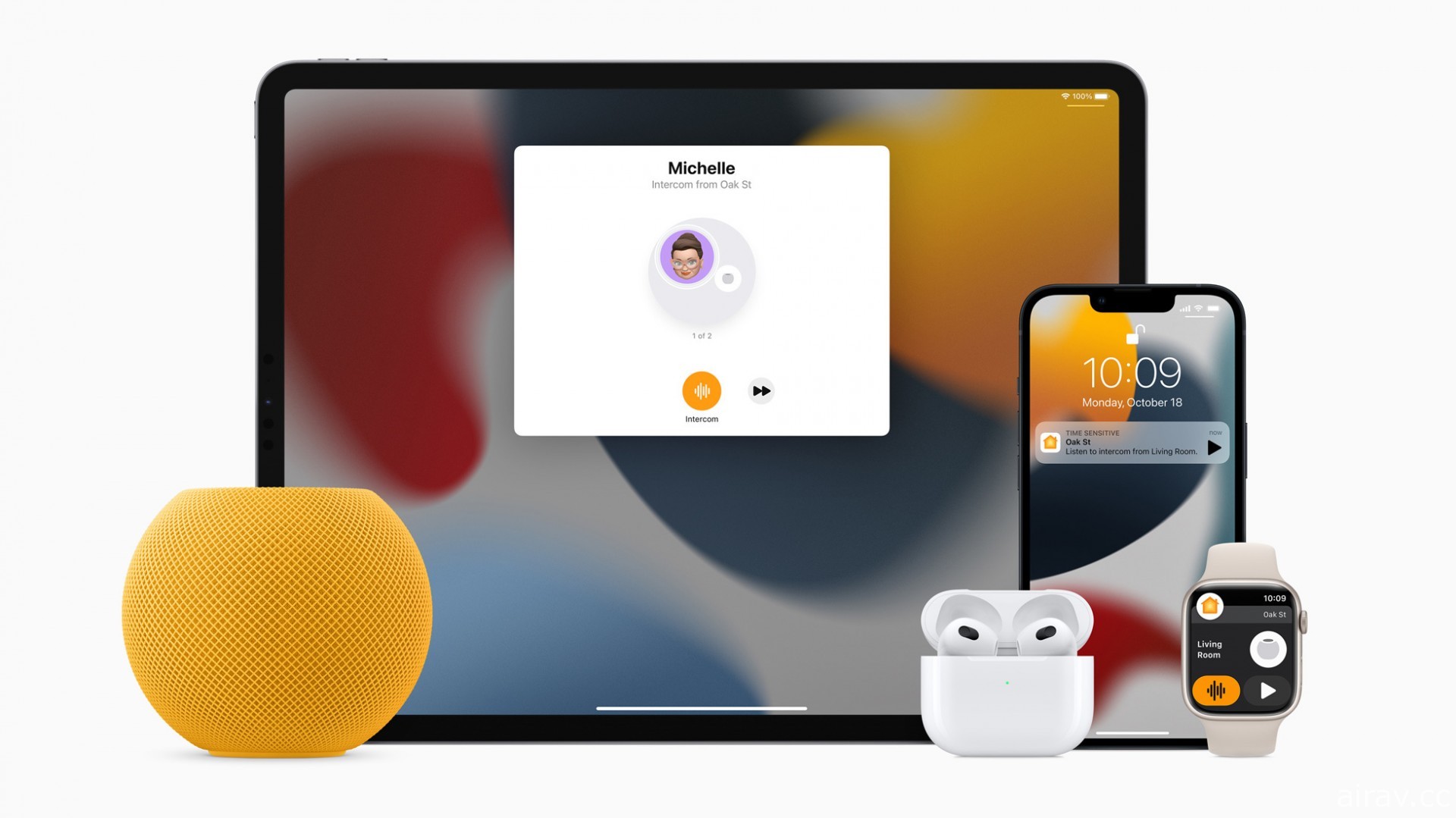 Apple 宣布将于 11 月 2 日推出黄色、橙色和蓝色 HomePod mini