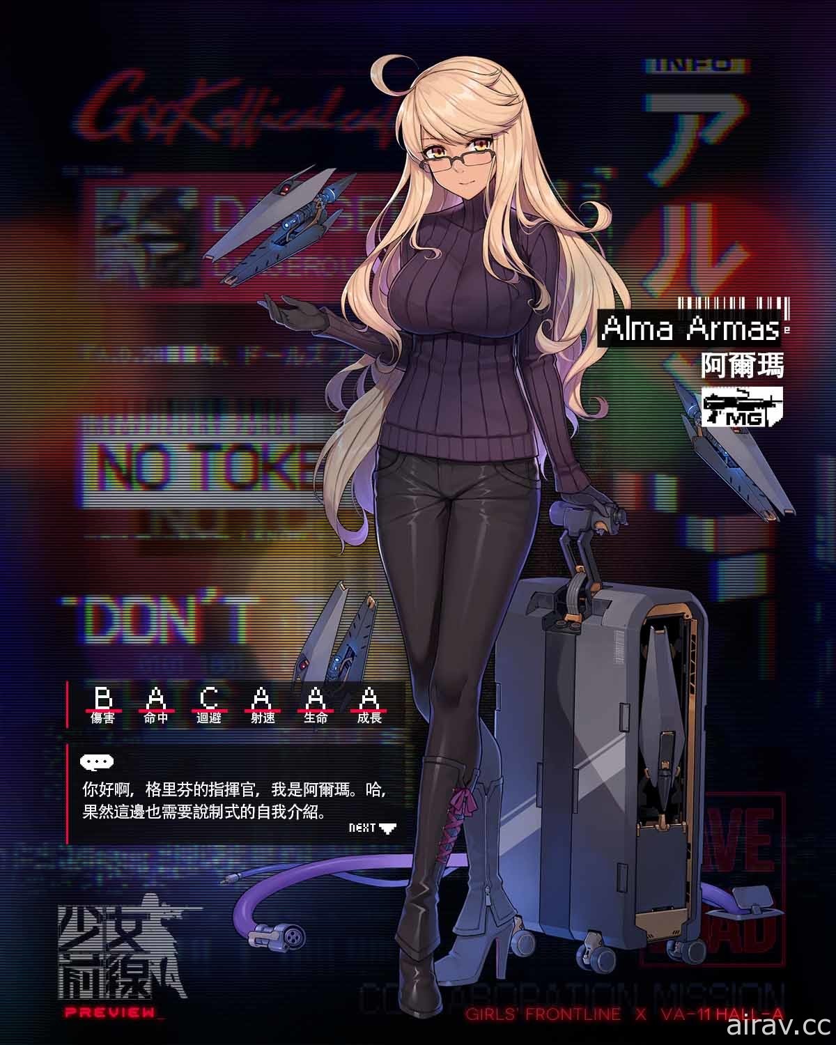 《少女前線》×《VA-11 HALL-A》聯動復刻 公開聯動復刻角色資訊與通關獎勵