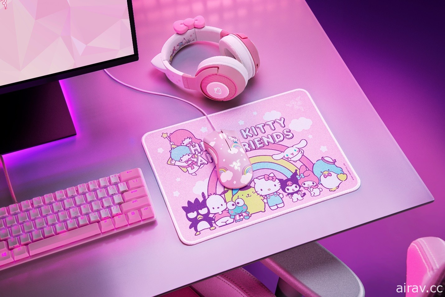 Razer 推出 HELLO KITTY AND FRIENDS 聯名系列產品 貓耳電競耳機、粉嫩電競椅亮相