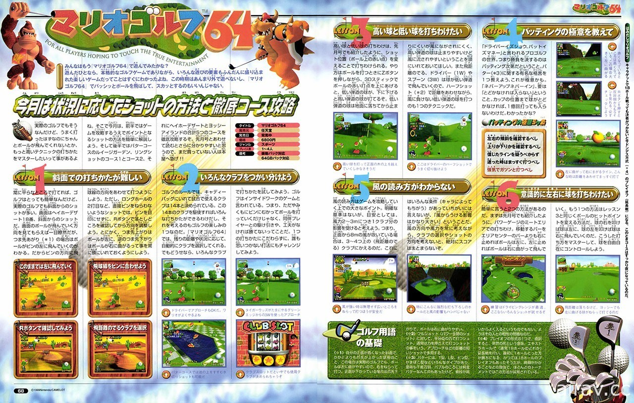 任天堂公布 NSO 追加 N64 經典遊戲《瑪利歐高爾夫 64》特色介紹與雜誌攻略史料