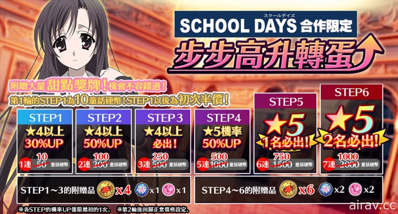 《Versus Tales 童話戰姬》×《School Days》推出聯名合作內容