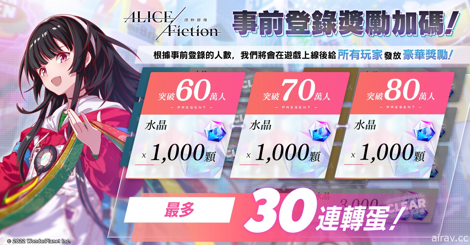 《ALICE Fiction 漂眇群像》全球事前登錄人數突破 50 萬 事前登錄紀念活動同步實施中