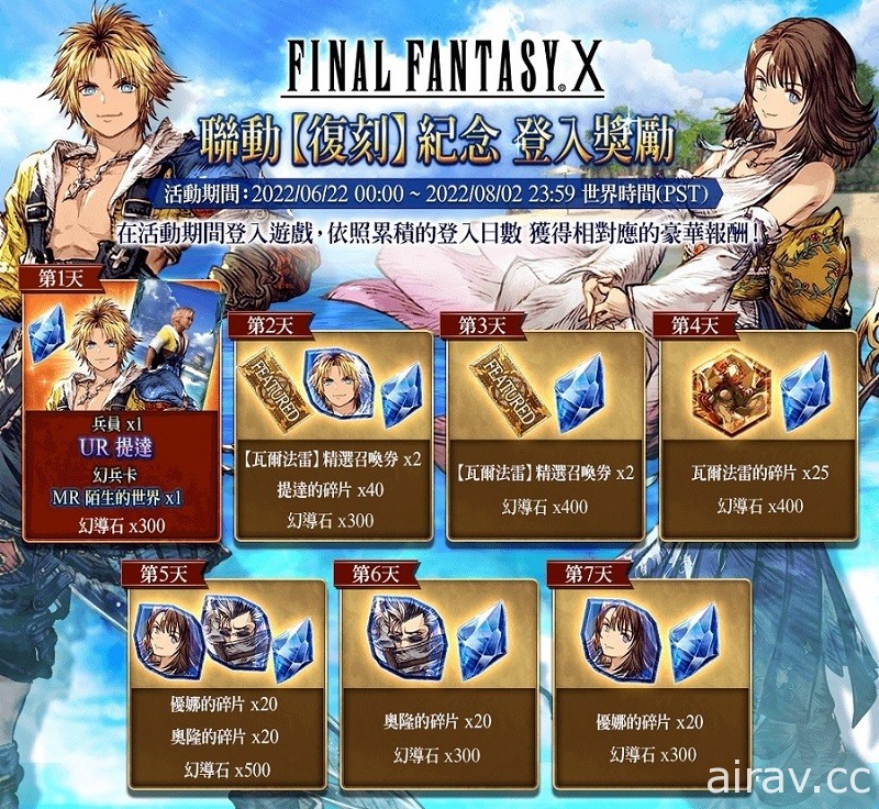 《FFBE 幻影战争》x《FFX》联动活动即刻开跑 提达、优娜与奥隆加入阿朵拉大陆