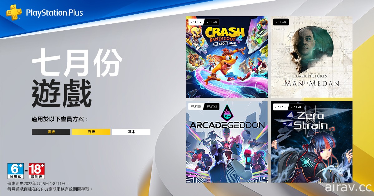 PS Plus 公布 7 月份免費遊戲 包含《袋狼大進擊 4》《黑相集：棉蘭號》等免費遊戲