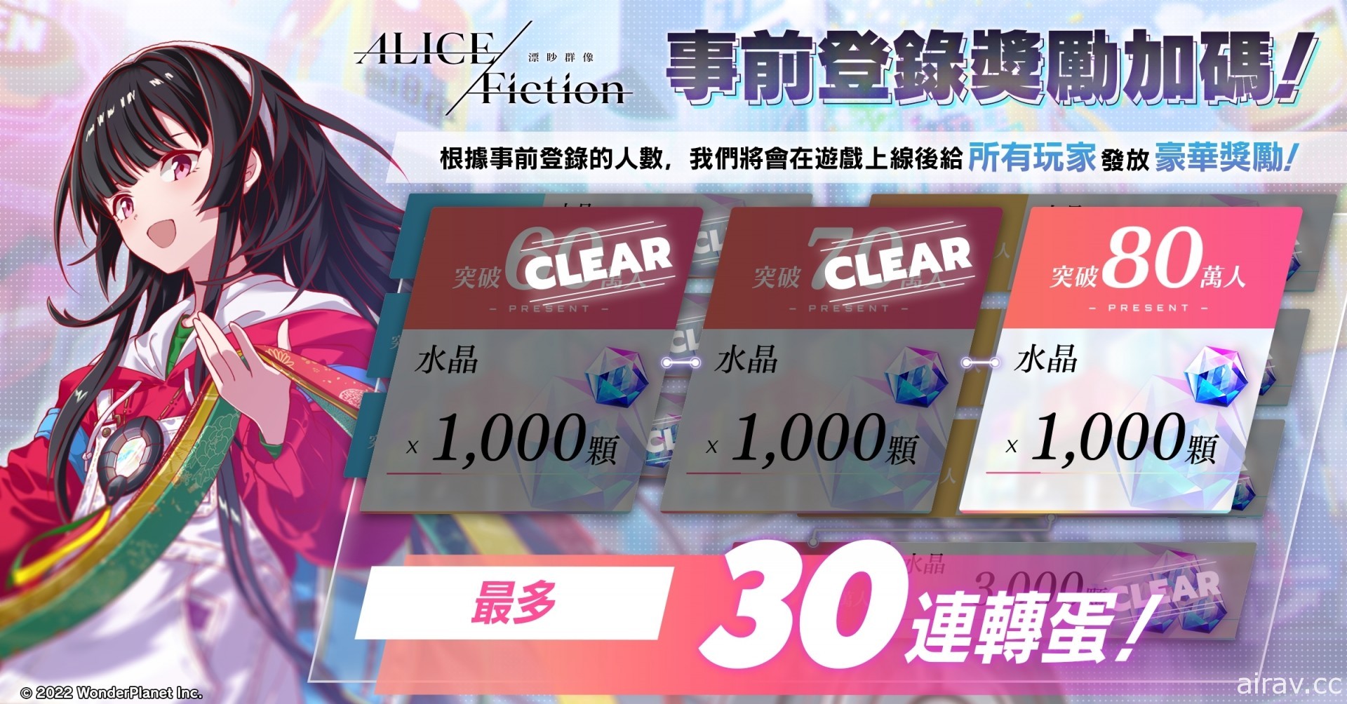 《ALICE Fiction 漂眇群像》全球事前登录突破 70 万人 释出官方 PV（传奇篇）